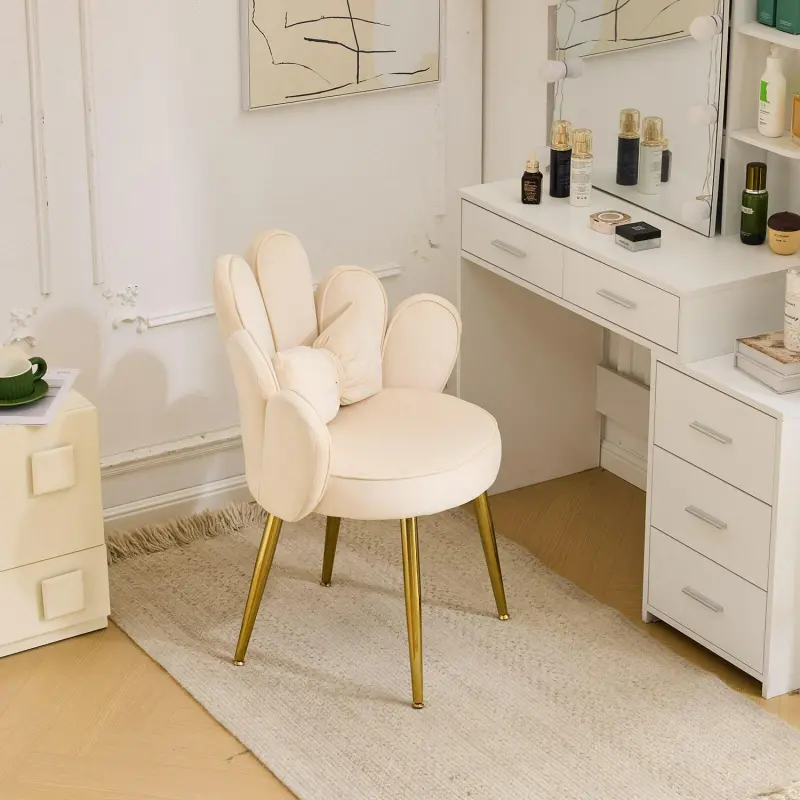 Outopee Casual Beige Velvet Accent Chair - Image 4