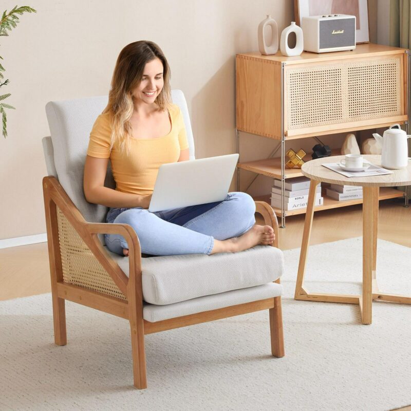 Outopee Casual White Accent Chair - Image 2