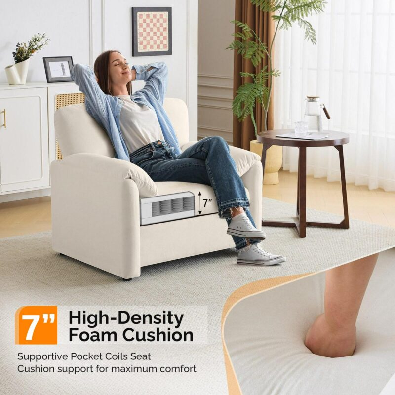 Outopee Modern Beige Chenille Accent Chair - Image 6