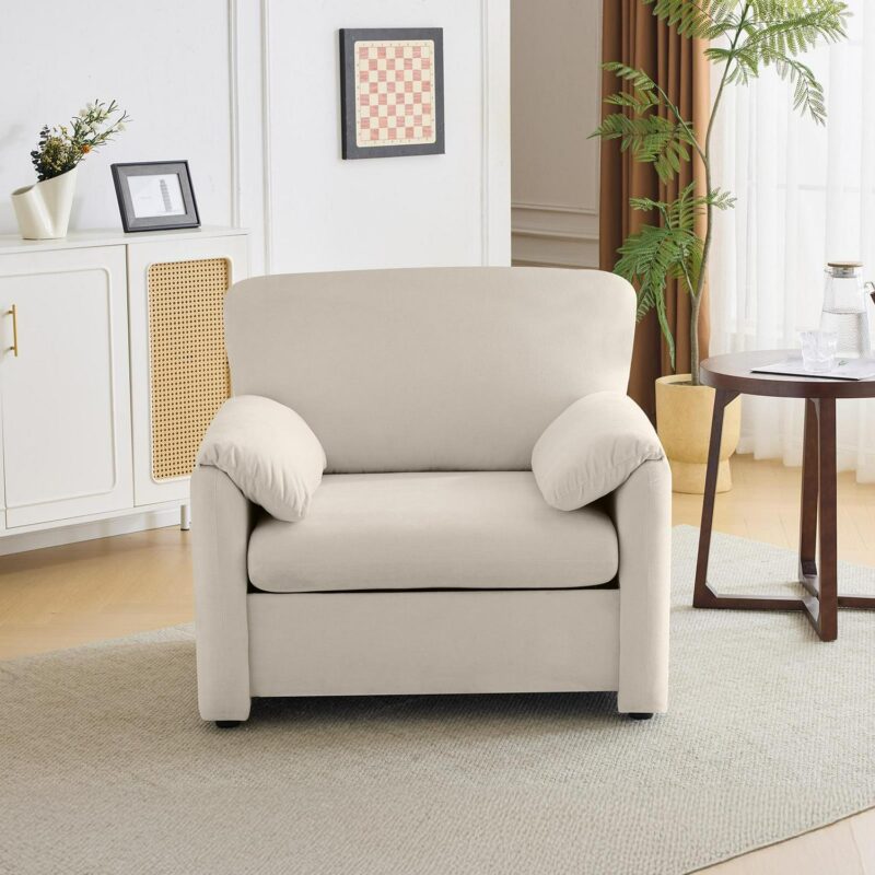 Outopee Modern Beige Chenille Accent Chair - Image 8
