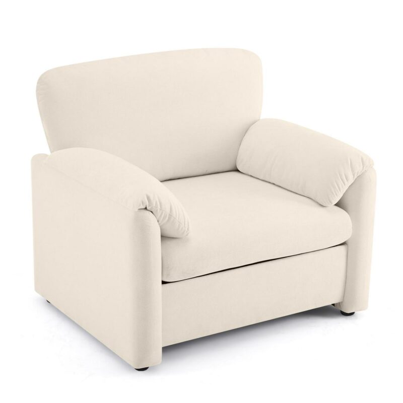Outopee Modern Beige Chenille Accent Chair