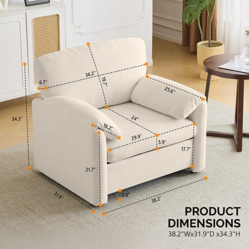 Outopee Modern Beige Chenille Accent Chair - Image 5