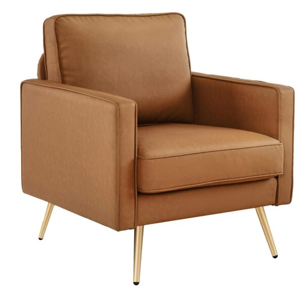 Outopee Modern Brown Faux leather Club Chair