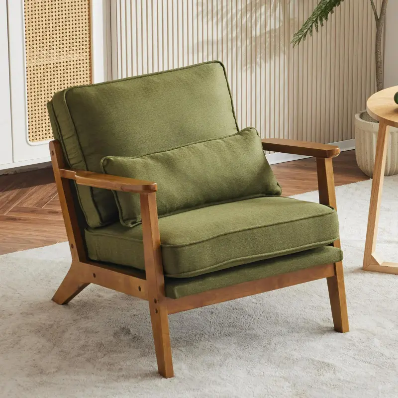 Outopee Modern Green Linen Accent Chair - Image 8