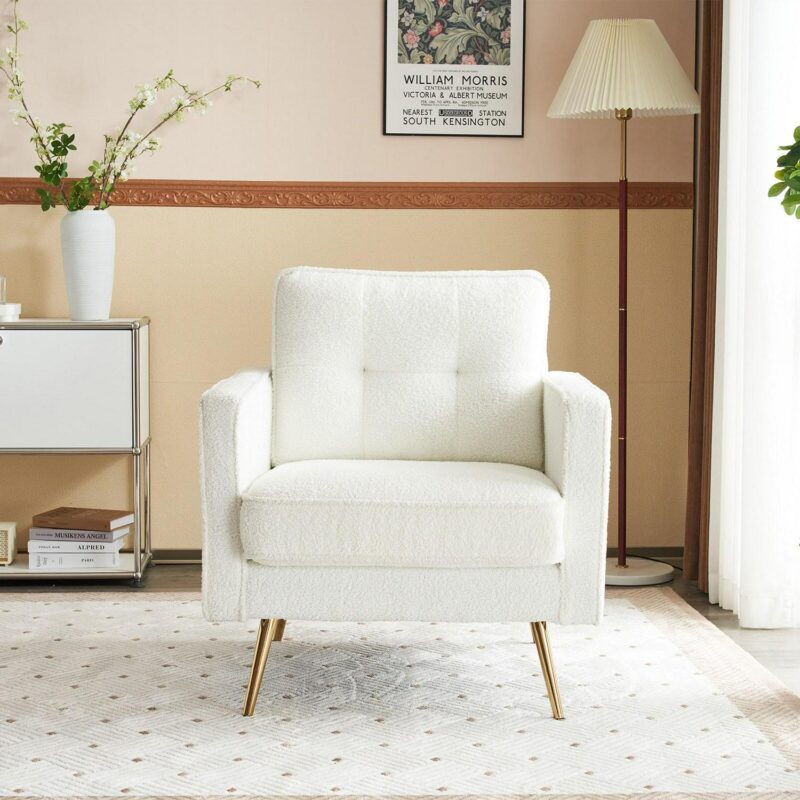 Outopee Modern White Corduroy Club Chair - Image 4