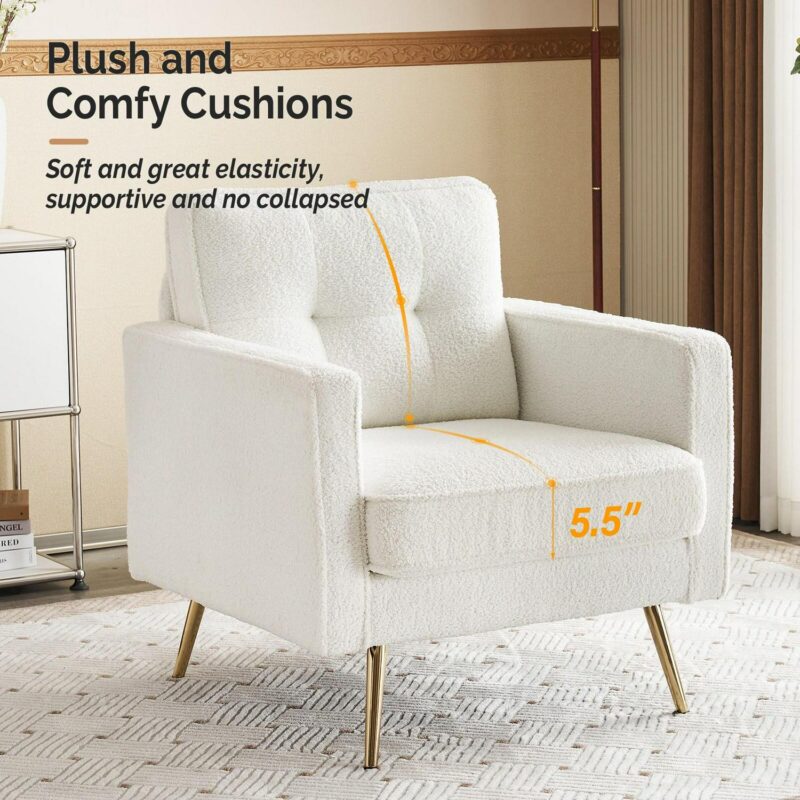 Outopee Modern White Corduroy Club Chair - Image 5