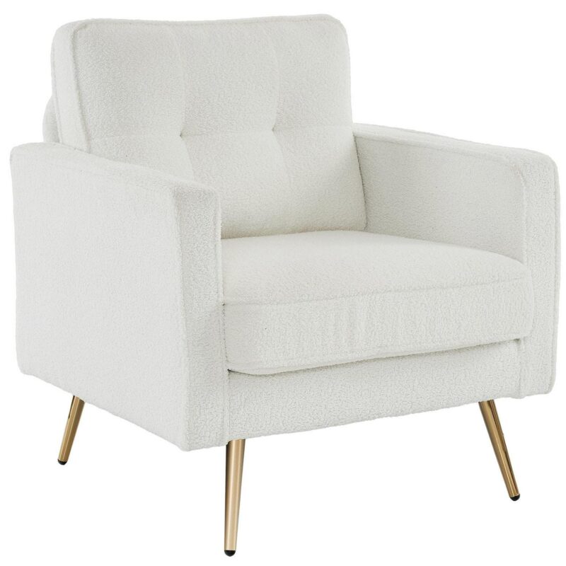 Outopee Modern White Corduroy Club Chair