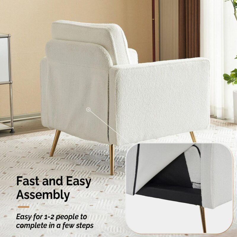 Outopee Modern White Corduroy Club Chair - Image 7