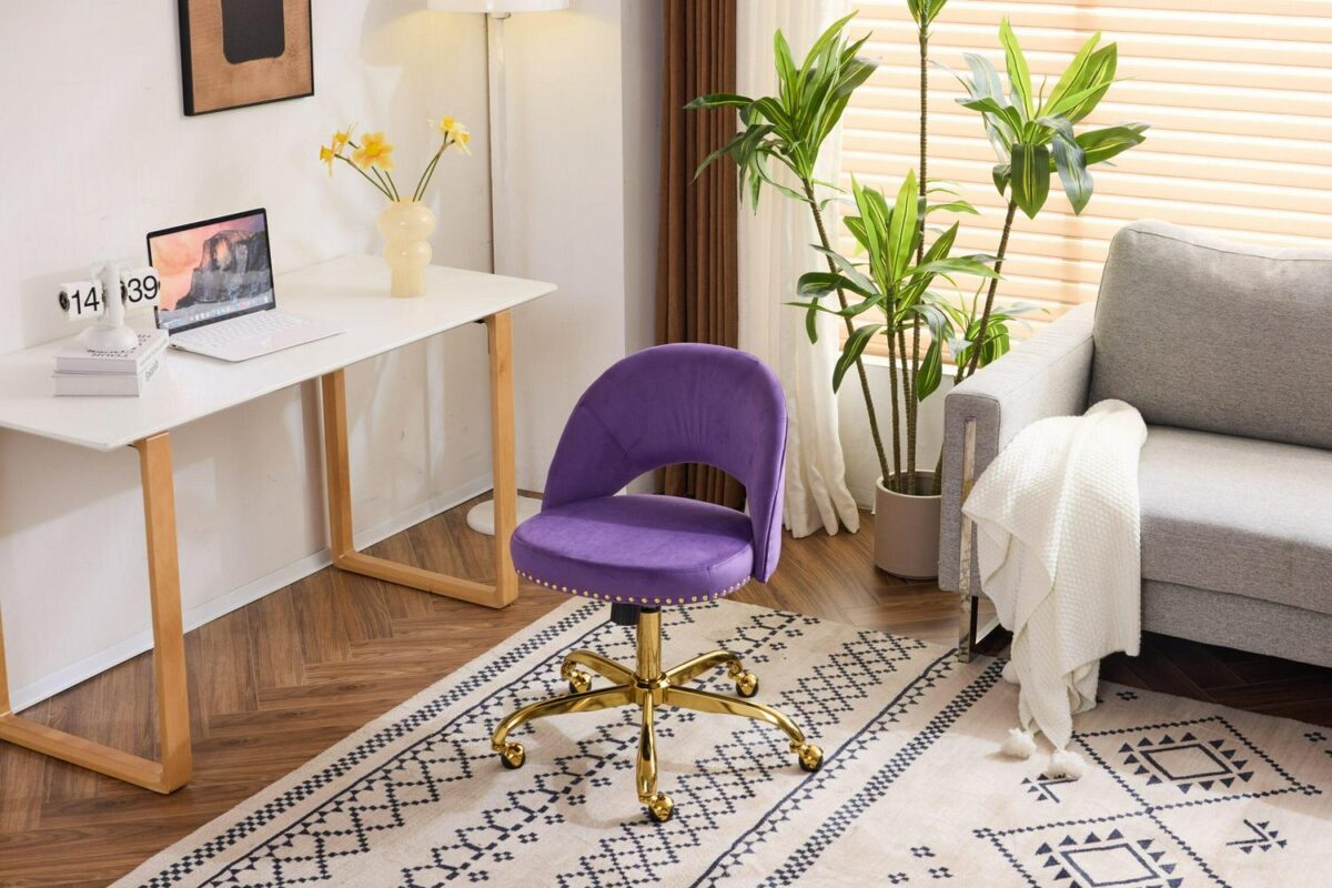 Outopee Purple Contemporary Ergonomic Adjustable Height Swivel Foam Desk Chair - Image 3