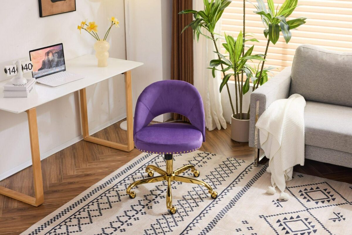 Outopee Purple Contemporary Ergonomic Adjustable Height Swivel Foam Desk Chair - Image 6