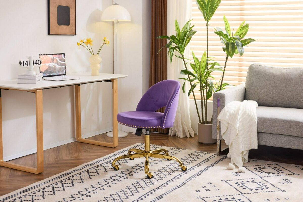 Outopee Purple Contemporary Ergonomic Adjustable Height Swivel Foam Desk Chair - Image 7