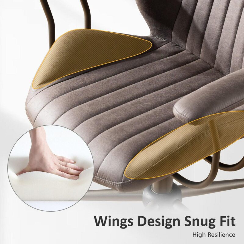 Ovios Gray Contemporary Ergonomic Adjustable Height Swivel Faux Leather Desk Chair - Image 5