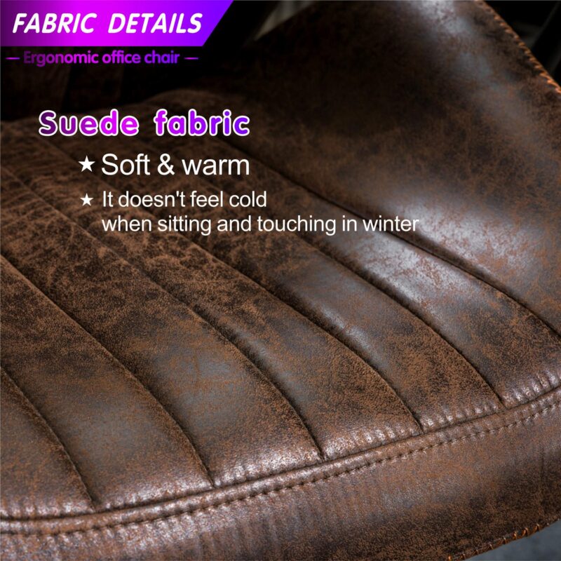 Ovios Krellack Dark Brown Contemporary Ergonomic Adjustable Height Swivel Faux Leather Desk Chair - Image 4