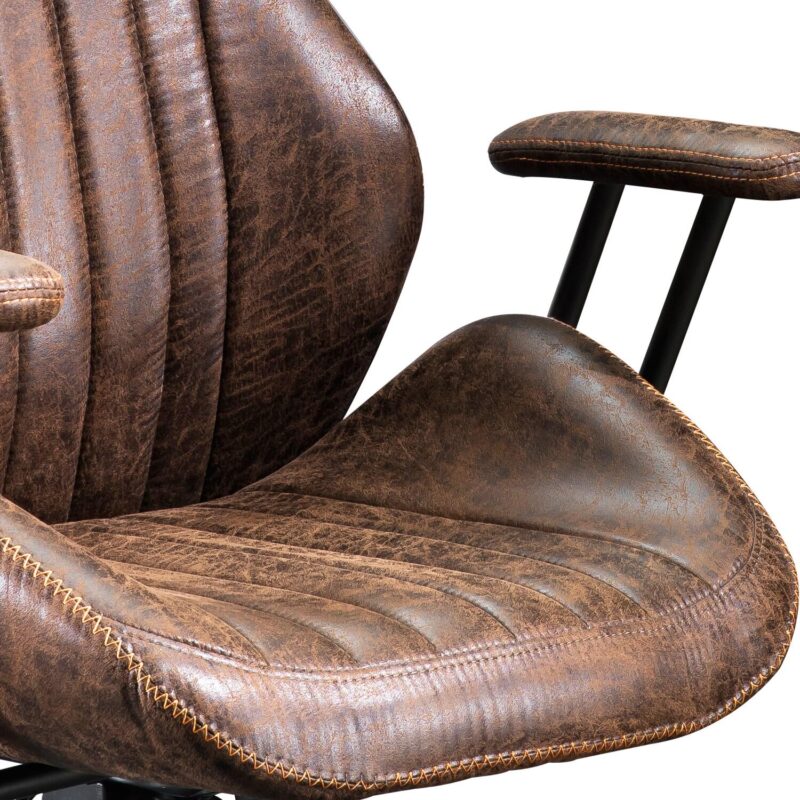 Ovios Krellack Dark Brown Contemporary Ergonomic Adjustable Height Swivel Faux Leather Desk Chair - Image 5