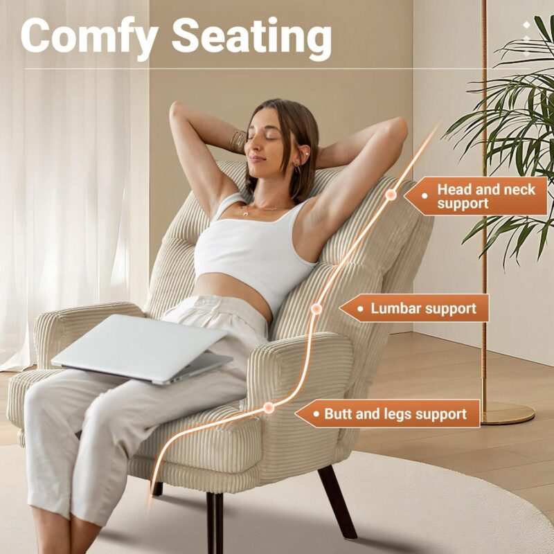 Ovios Modern Beige Accent Chair - Image 4