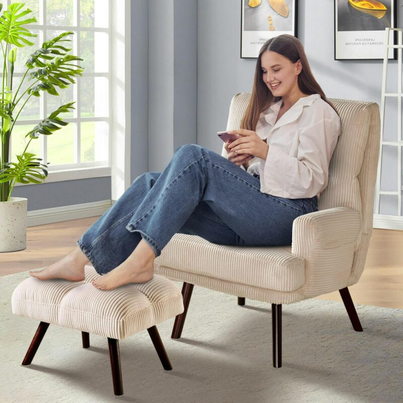 Ovios Modern Beige Accent Chair - Image 8