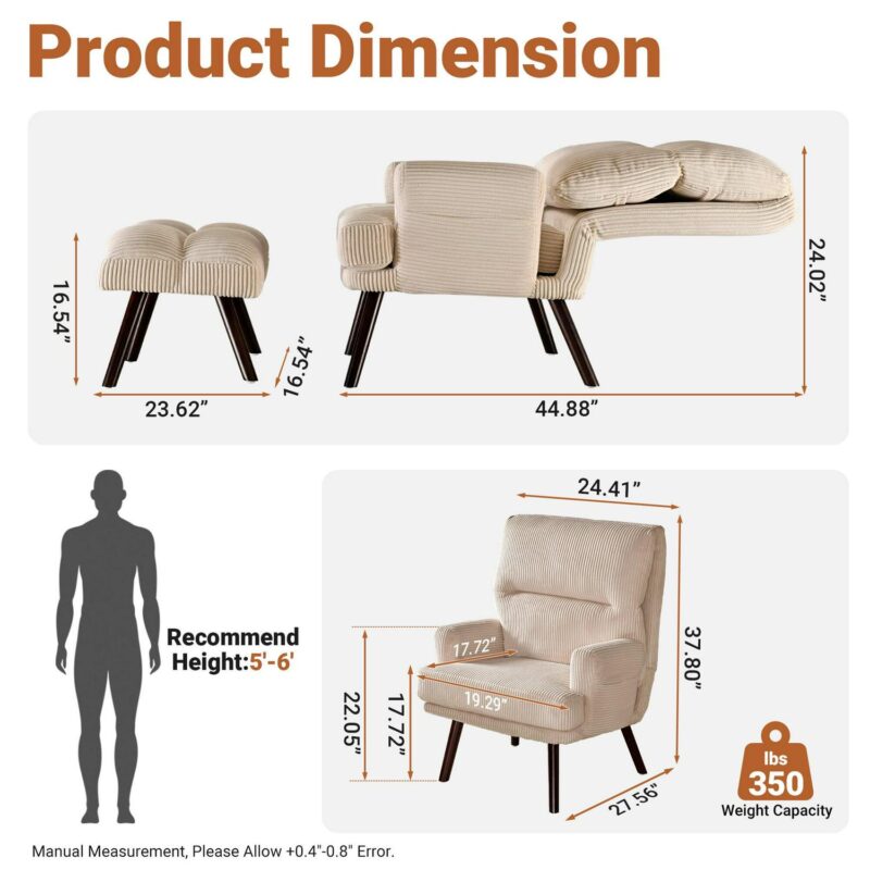 Ovios Modern Beige Accent Chair - Image 6