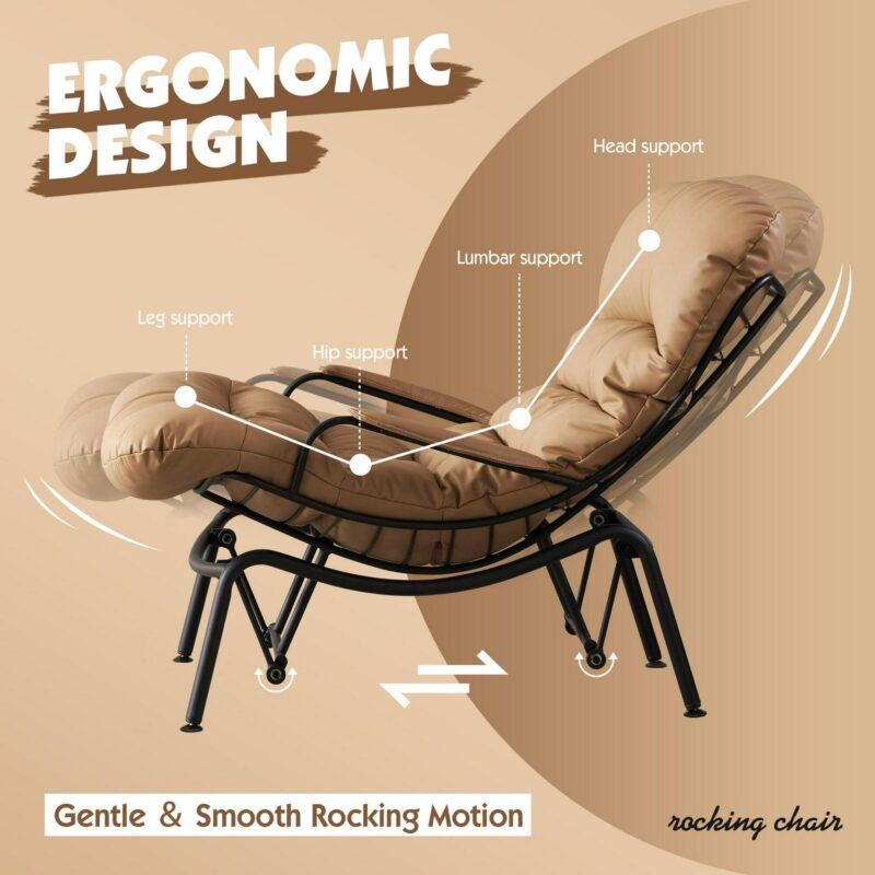 Ovios Modern Cream Rocking Chair - Image 2