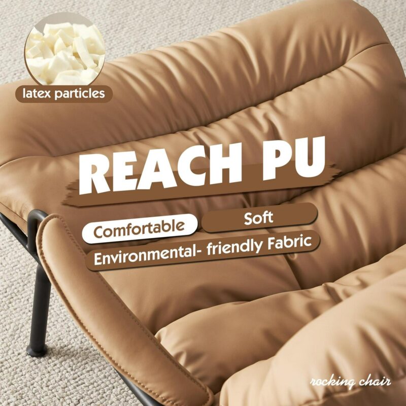 Ovios Modern Cream Rocking Chair - Image 3