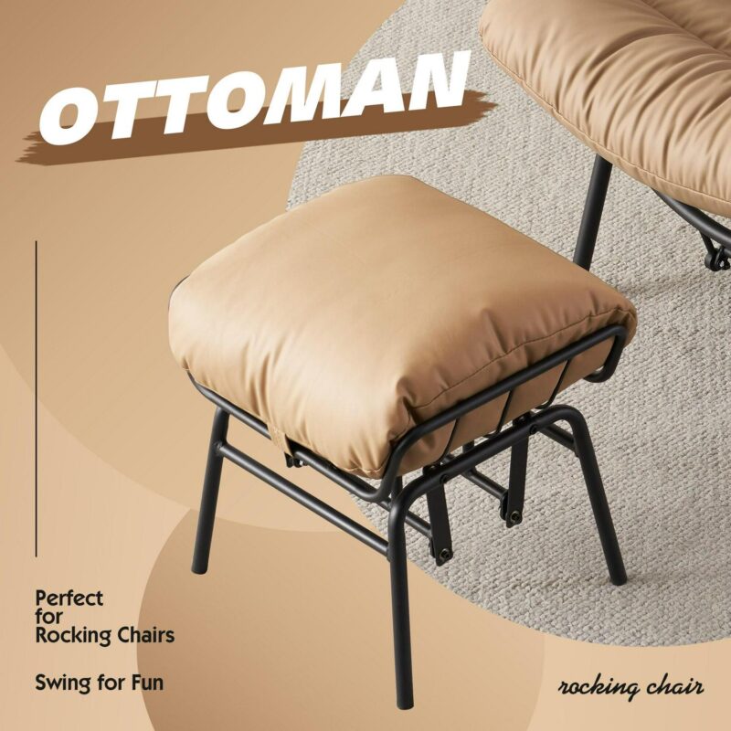 Ovios Modern Cream Rocking Chair - Image 6