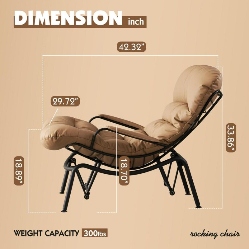 Ovios Modern Cream Rocking Chair - Image 7