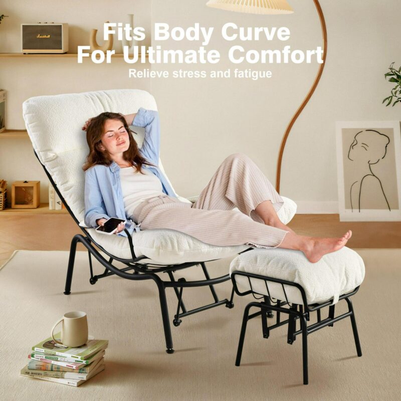 Ovios Modern White Rocking Chair - Image 8