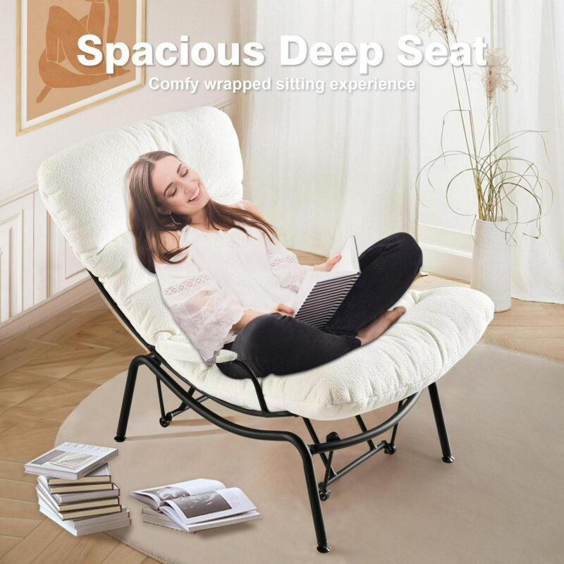 Ovios Modern White Rocking Chair - Image 7