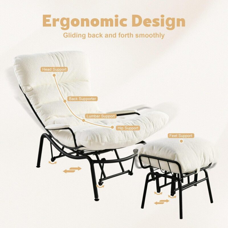 Ovios Modern White Rocking Chair - Image 3