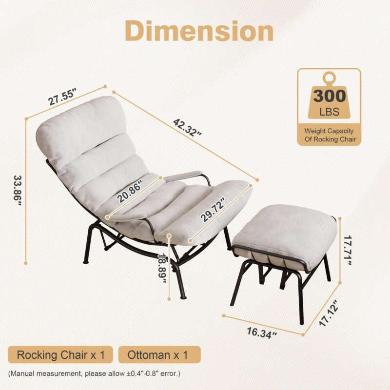 Ovios Modern White Rocking Chair - Image 6