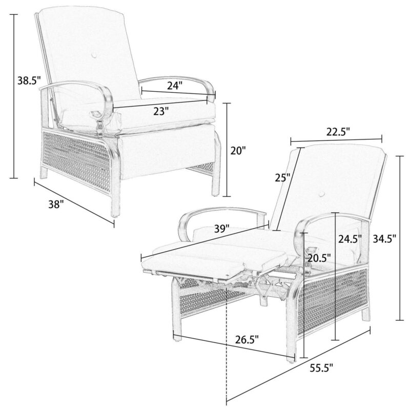 PEAK HOME FURNISHINGS Recliner Chair Black Upholstered Recliner - Image 5