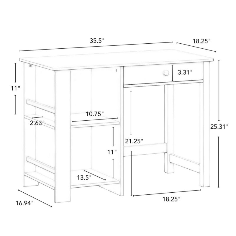 RiverRidge 35.5-Inches White Kids Writing desk with Chair - Image 5