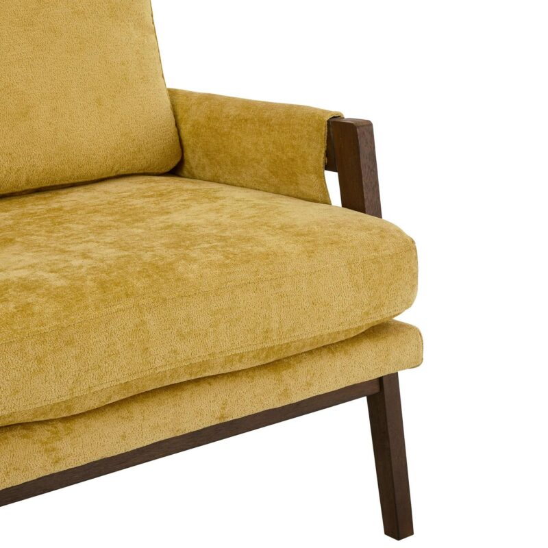 Roundhill Furniture Kelly Modern Yellow Velvet Accent Chair - Image 6