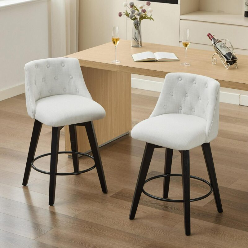 Runesay 2 Modern White Velvet Accent Chair