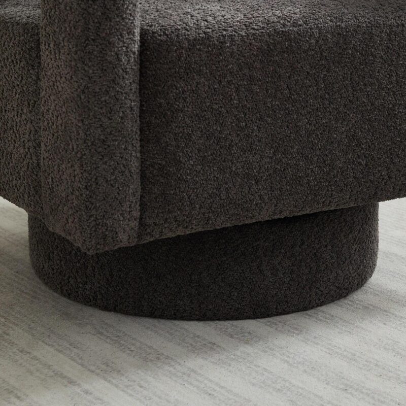 Runesay Modern Charcoal Boucle Swivel Accent Chair - Image 5