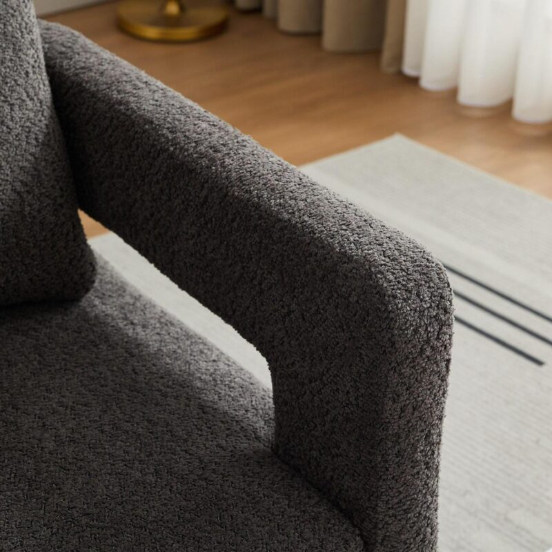 Runesay Modern Charcoal Boucle Swivel Accent Chair - Image 4