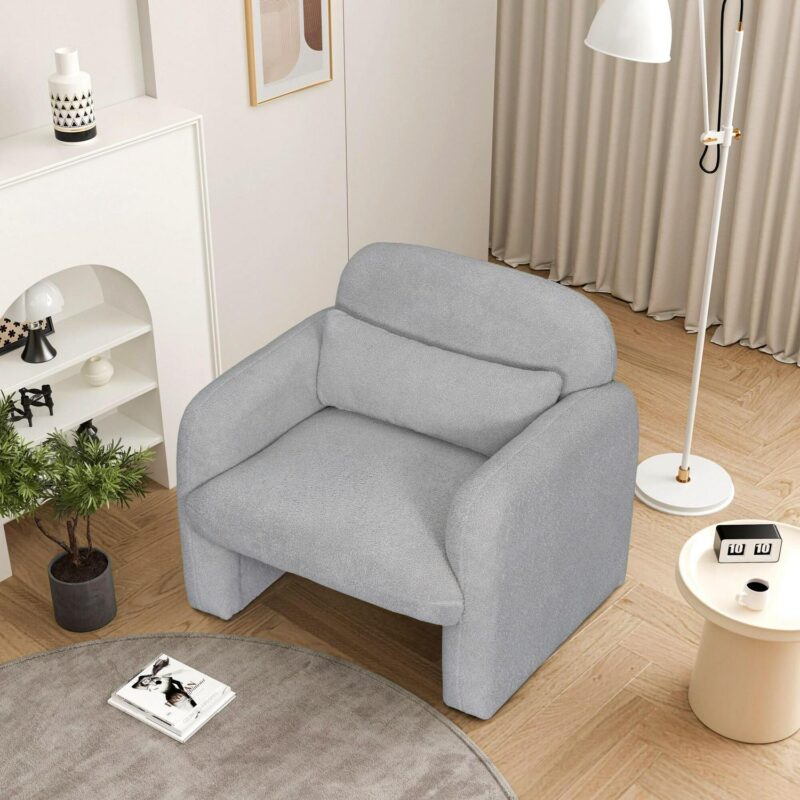 Runesay Modern Gray Velvet Accent Chair - Image 3