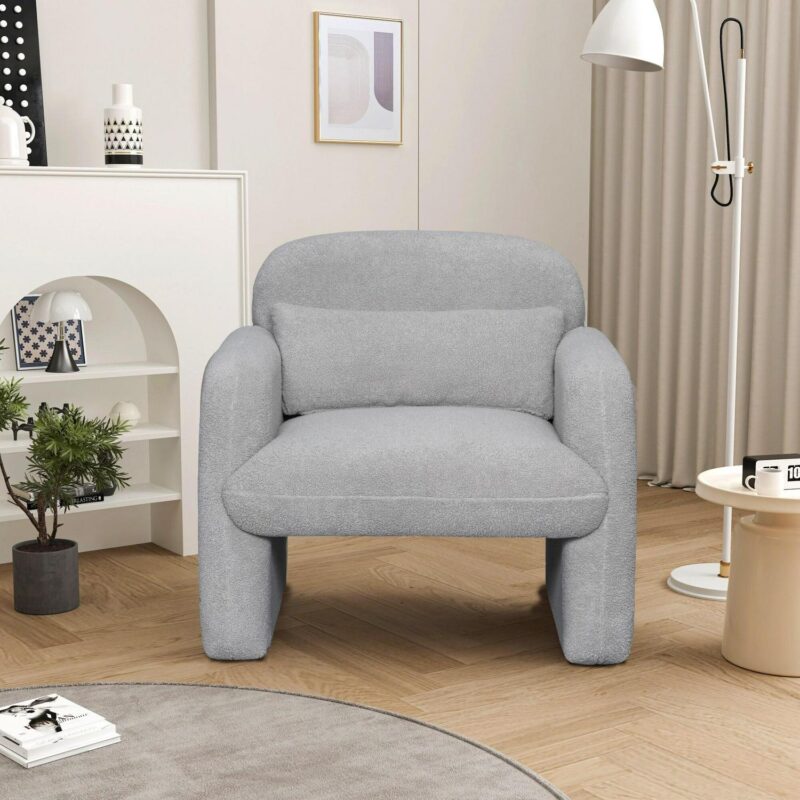 Runesay Modern Gray Velvet Accent Chair - Image 2