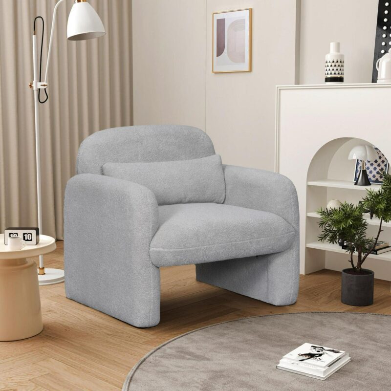 Runesay Modern Gray Velvet Accent Chair