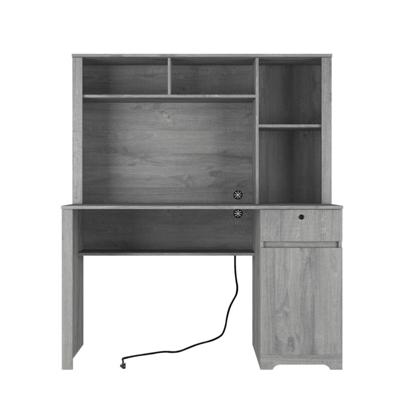 SINOFURN 51.2-Inches Gray Casual Computer desk Hutch Included - Image 2