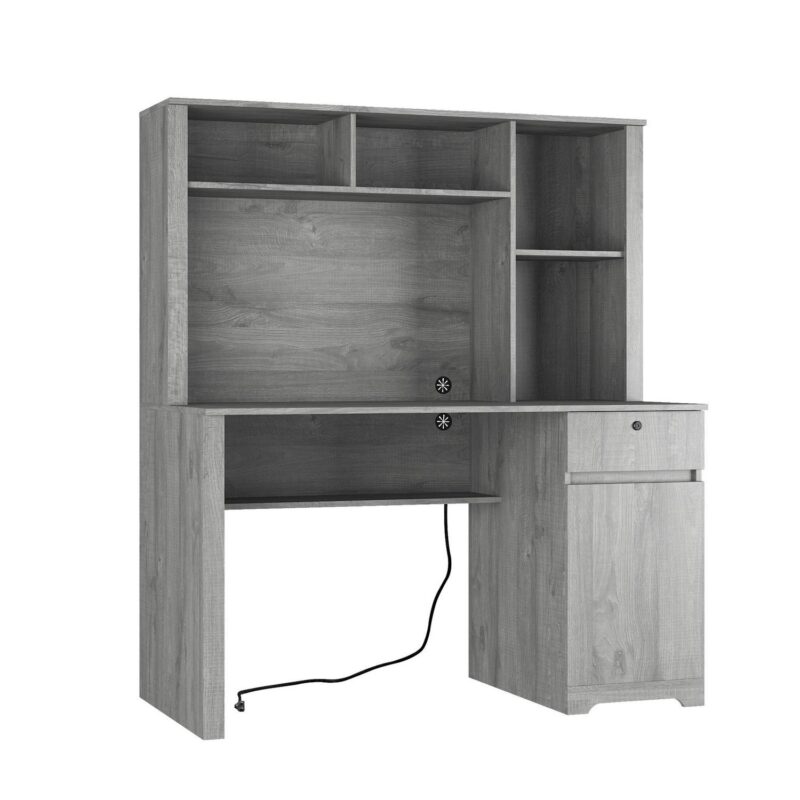 SINOFURN 51.2-Inches Gray Casual Computer desk Hutch Included