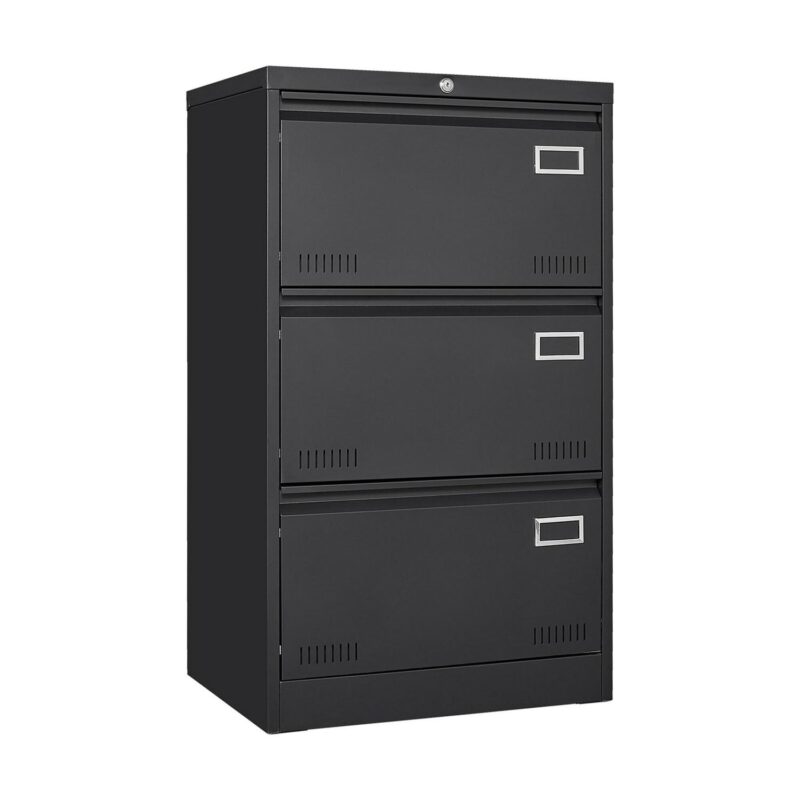 SINOFURN Black 3 -Drawer 23.6-in File Cabinet - Image 3