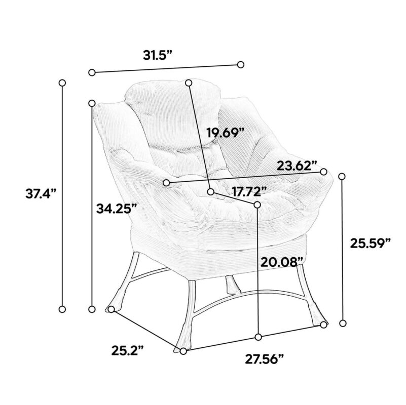 SINOFURN Casual Beige Accent Chair - Image 3