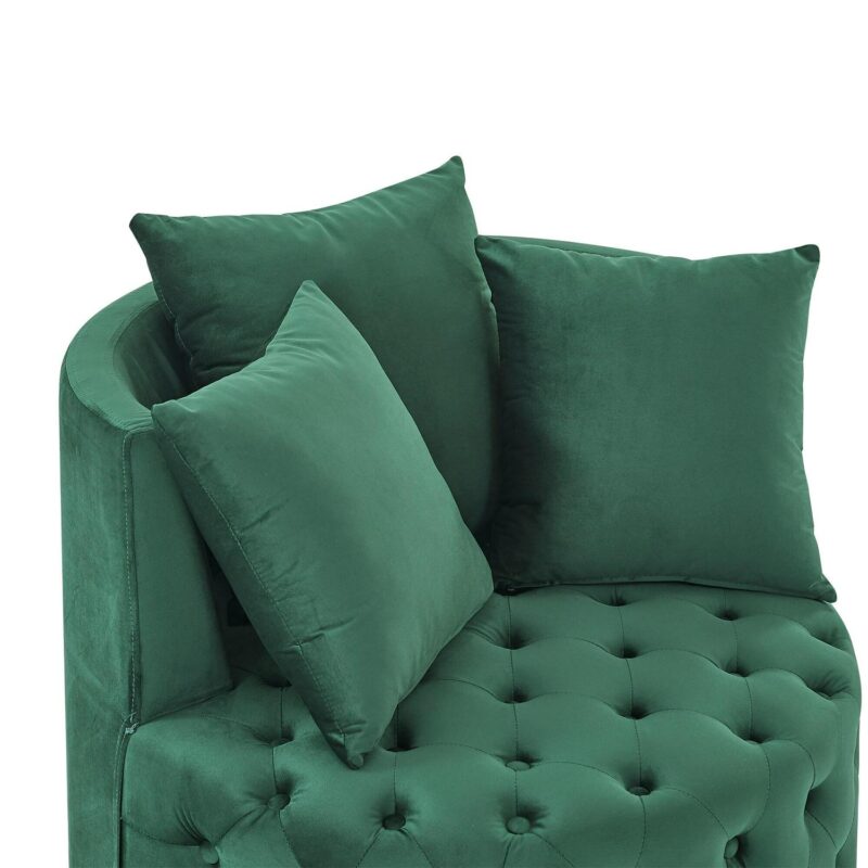 SINOFURN Rustic Green Velvet Swivel Accent Chair - Image 9