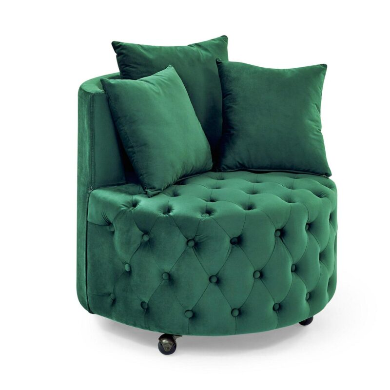 SINOFURN Rustic Green Velvet Swivel Accent Chair - Image 2