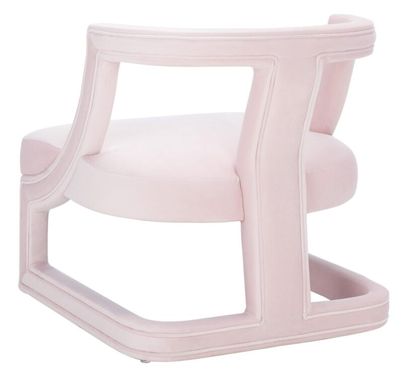 Safavieh Accent Chair Modern Light Pink Velvet Barrel Chair - Image 7