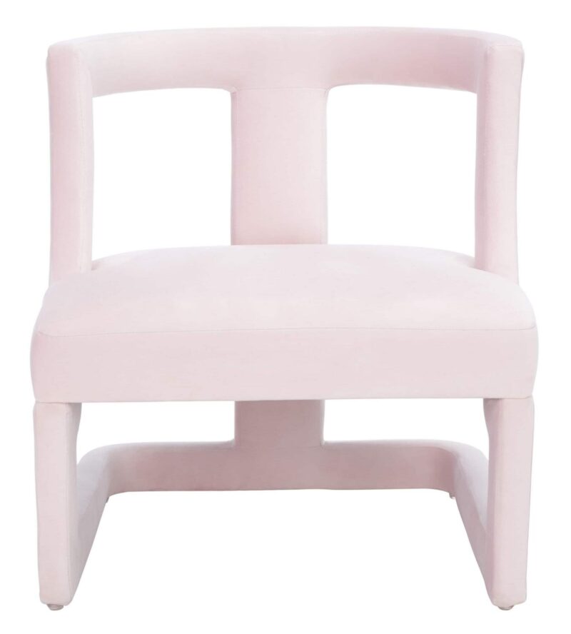 Safavieh Accent Chair Modern Light Pink Velvet Barrel Chair - Image 9