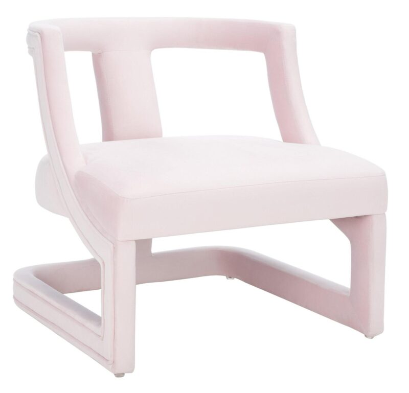 Safavieh Accent Chair Modern Light Pink Velvet Barrel Chair - Image 2