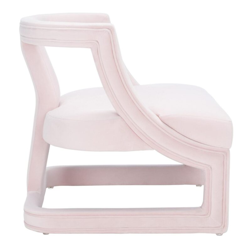 Safavieh Accent Chair Modern Light Pink Velvet Barrel Chair - Image 8