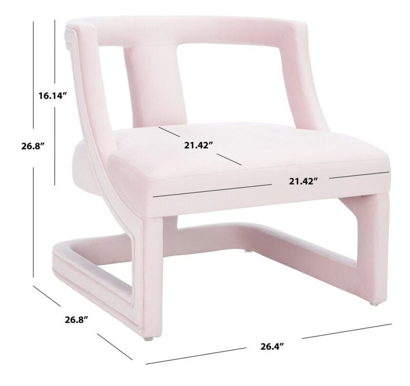 Safavieh Accent Chair Modern Light Pink Velvet Barrel Chair - Image 10
