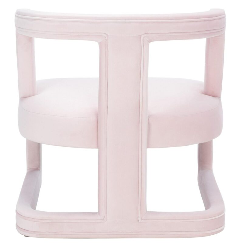 Safavieh Accent Chair Modern Light Pink Velvet Barrel Chair - Image 5